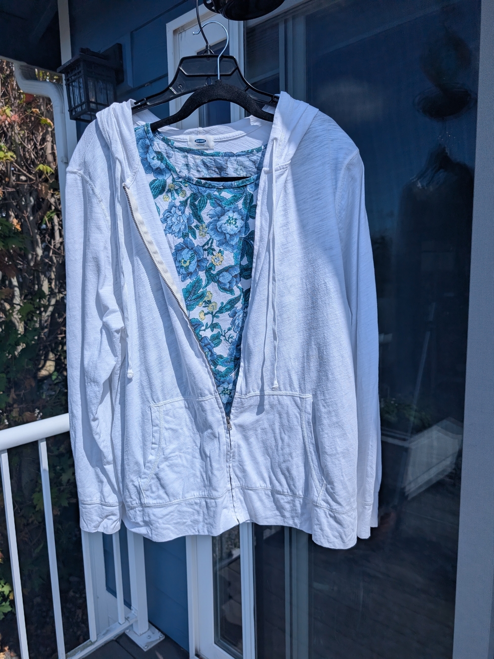 Old Navy White Hoodie with Floral Loft Tee